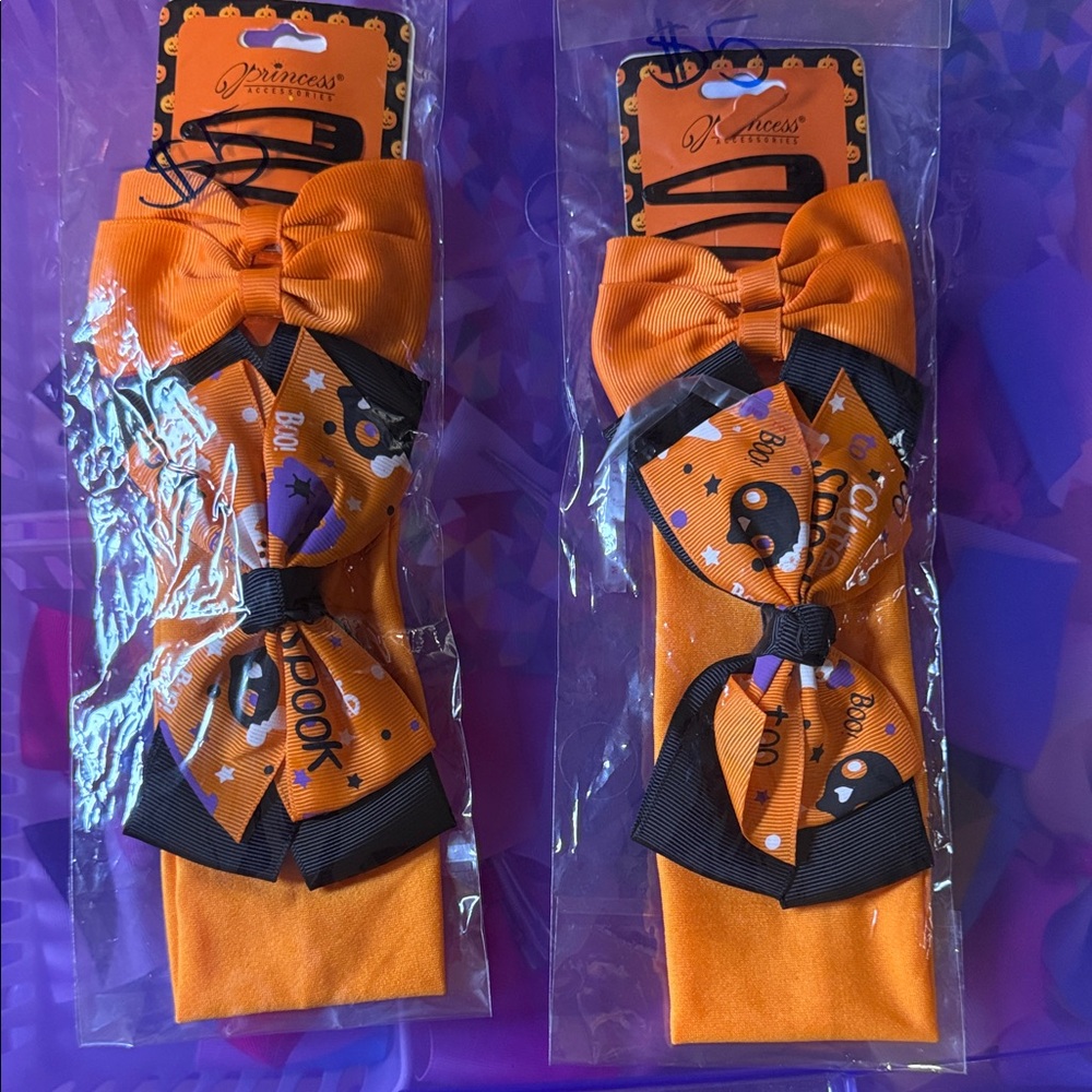 Kids Halloween Bow Headband - Orange and Black
